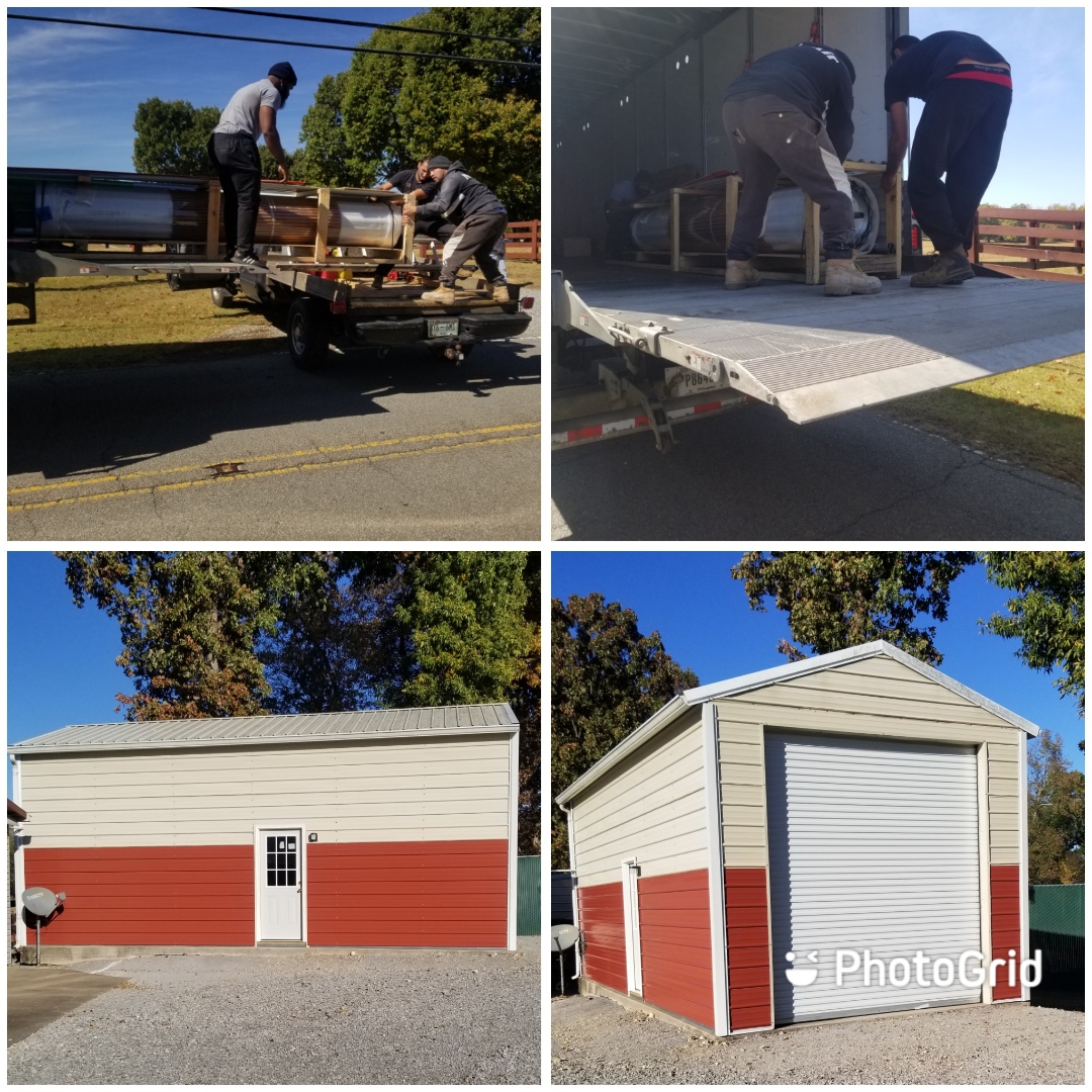 Finished enclosed metal carport building