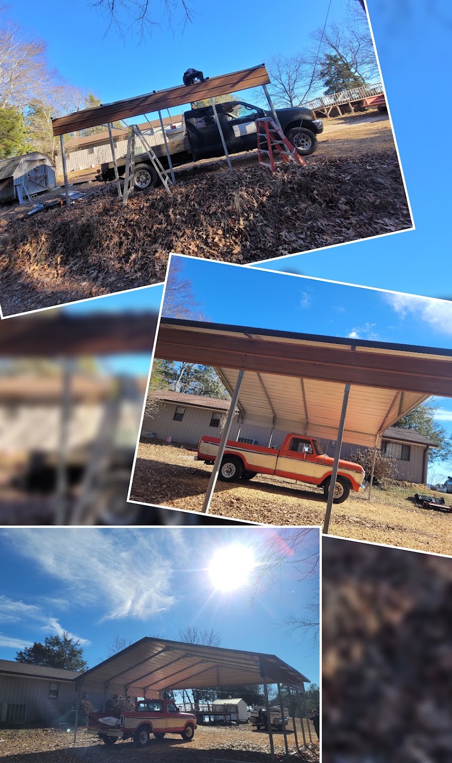 Carport roof installation in progress