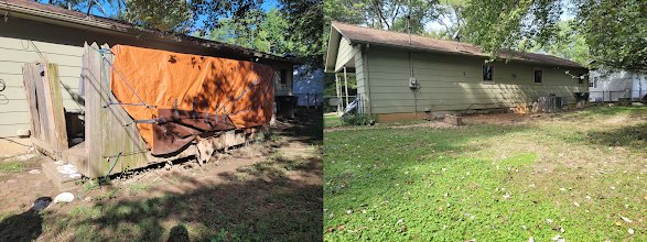 Exterior cleanout before and after