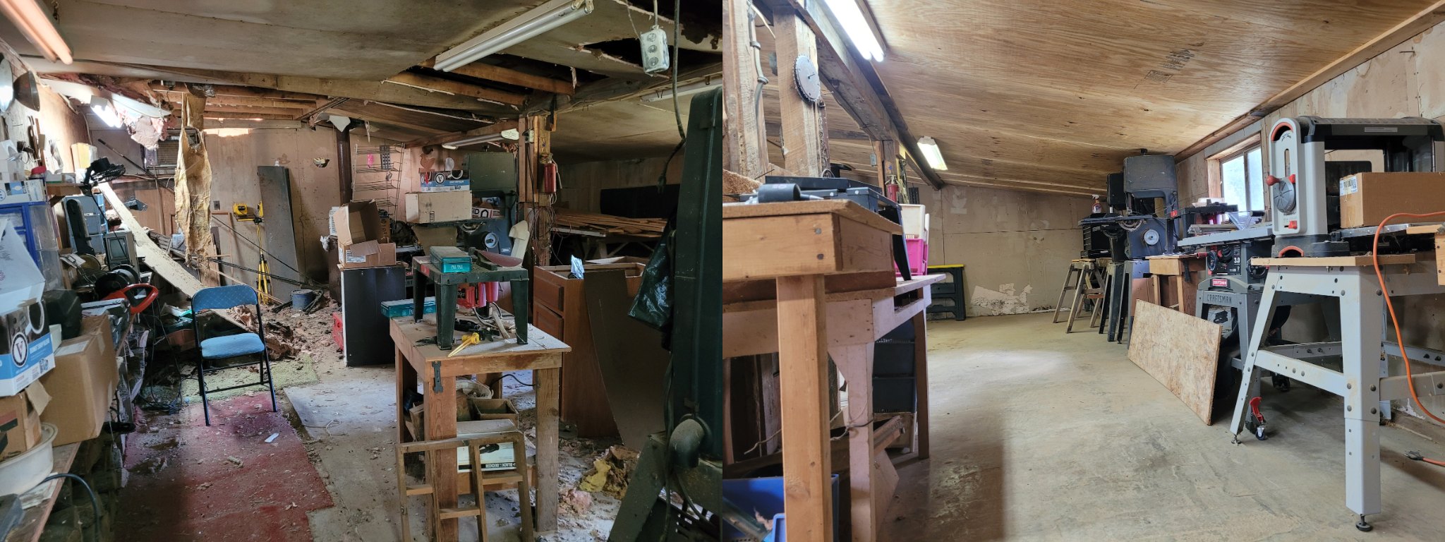 Workshop cleanout before and after