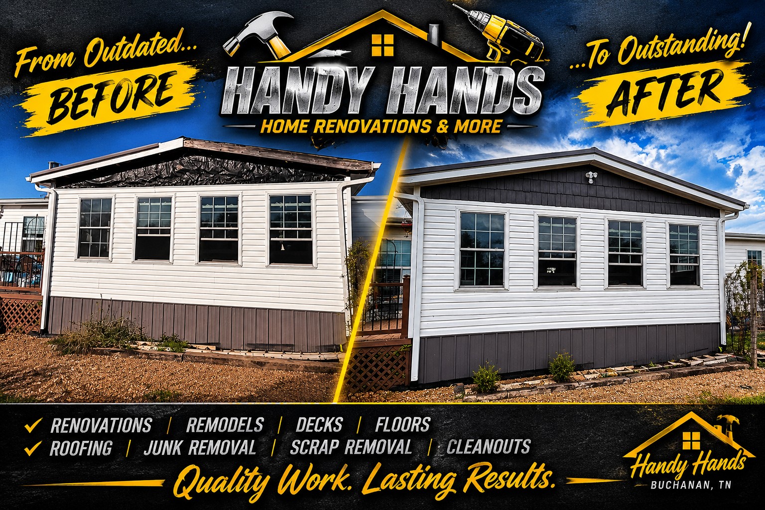 Gable siding and trim renovation by Handy Hands