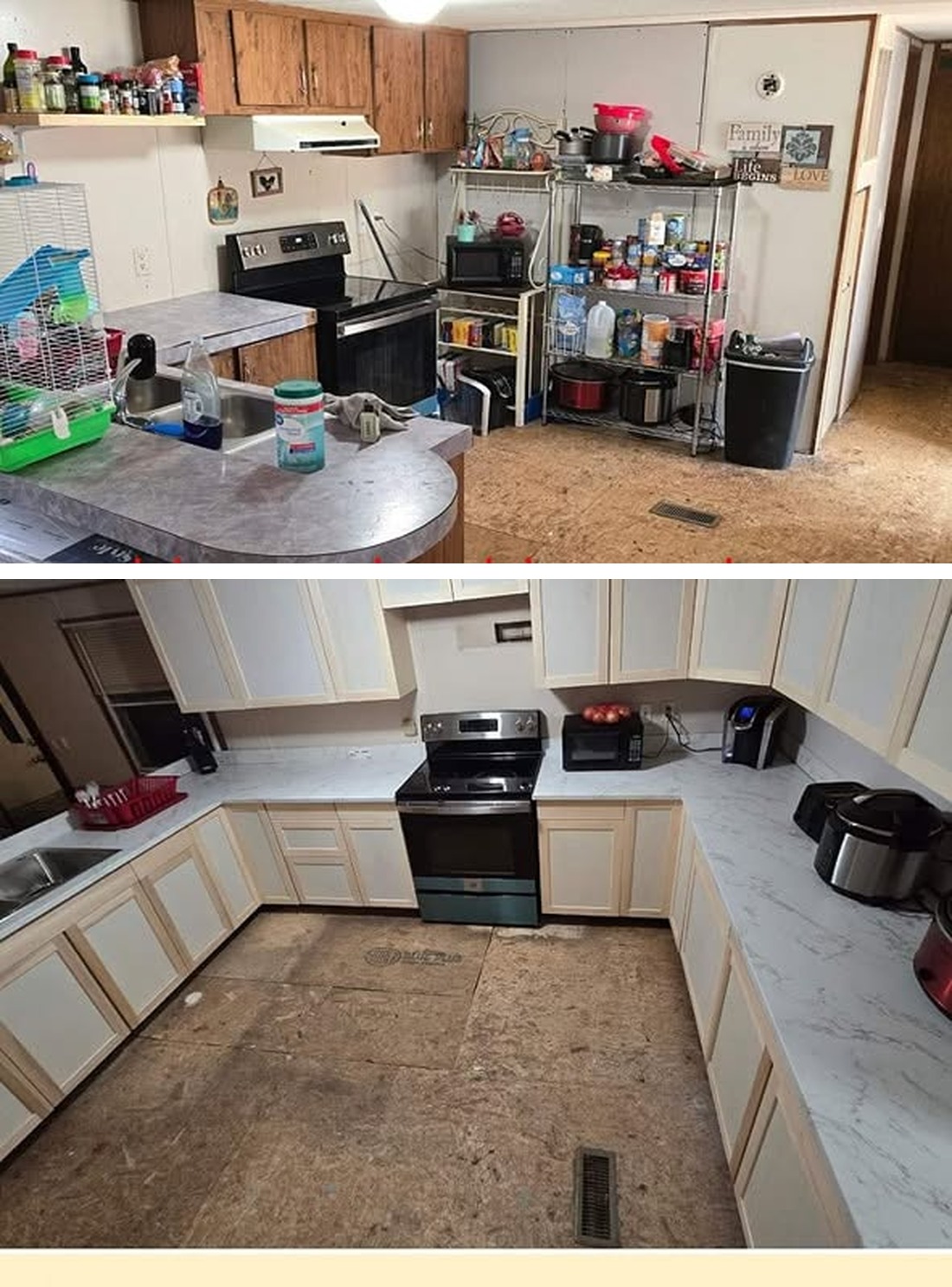 Kitchen remodeling before and after from a Handy Hands customer project