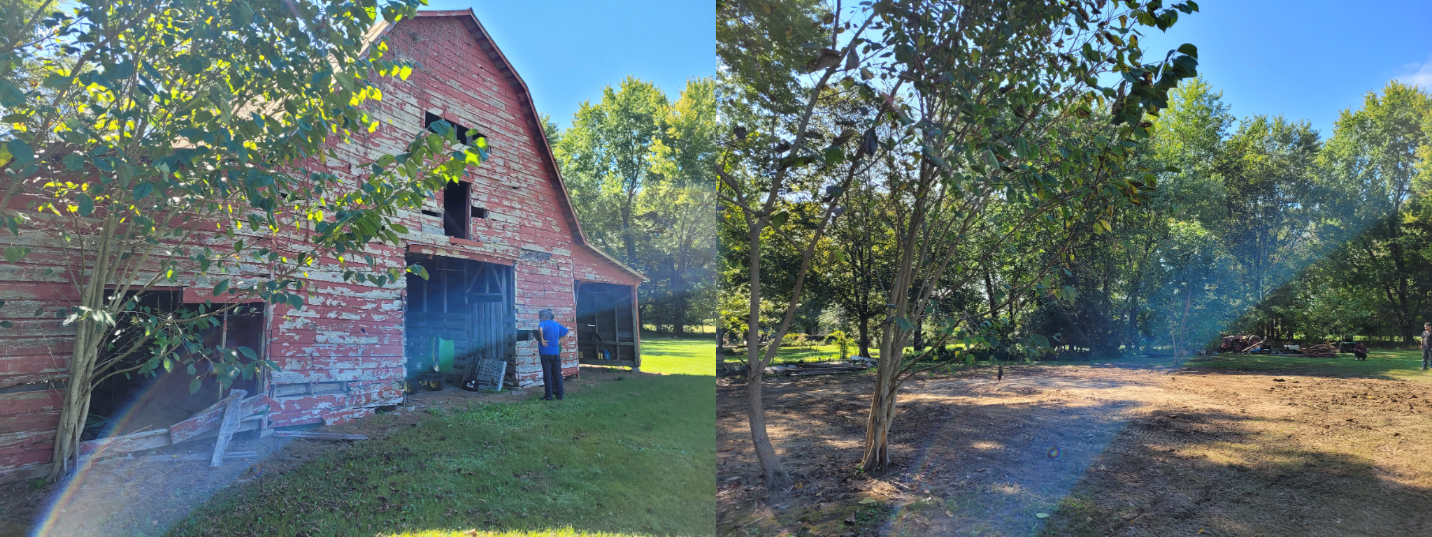 Large barn demolition before and after by Handy Hands