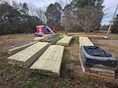 Deck materials staged for the Camden Tennessee project