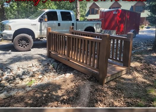 Custom bridge built from salvaged deck materials