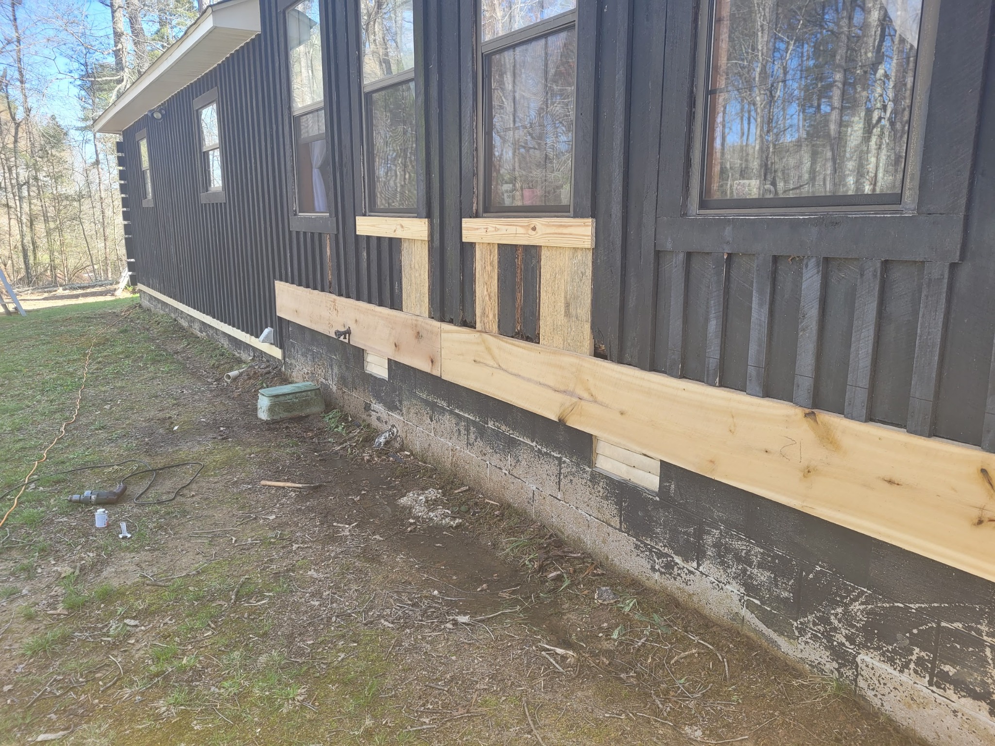 Repairing rotten exterior wood on a wood cabin
