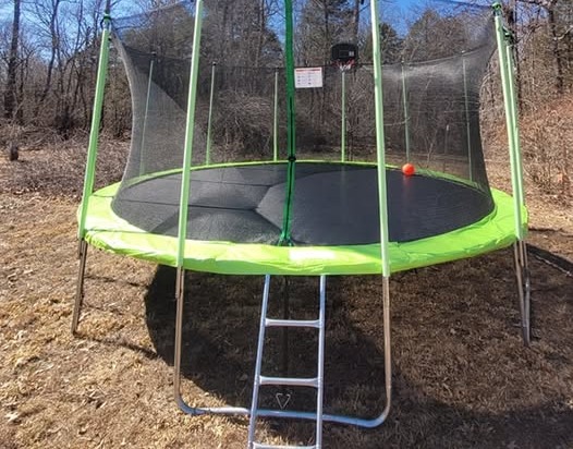 Backyard trampoline installation